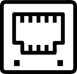 Simple ethernet network port icon for connectivity and data transfer