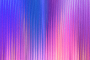 A vibrant abstract background features vertical stripes of shimmering blue, purple, and pink hues, creating a sense of depth and movement with a subtle grainy texture