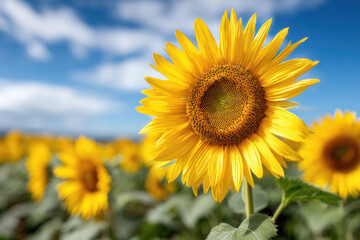 Obraz premium Sunflower field under blue summer sky