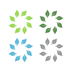NATURAL PRODUCT LEAVES IN CIRCLE SIGN SYMBOL LOGO
