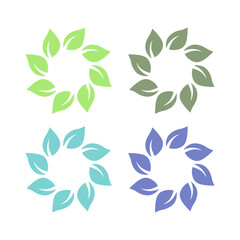NATURAL PRODUCT LEAVES IN CIRCLE SIGN SYMBOL LOGO
