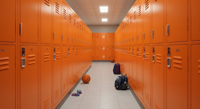 School locker room interior scene