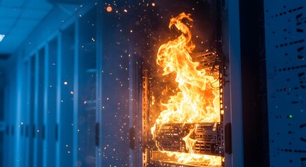 Server rack fire inside data center