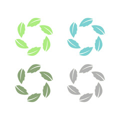 NATURAL PRODUCT LEAVES IN CIRCLE SIGN SYMBOL LOGO

