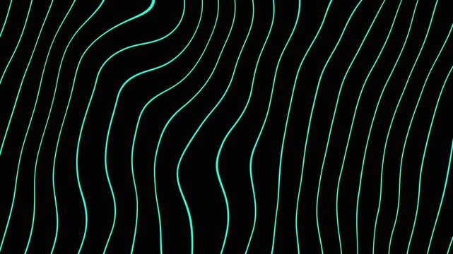 Abstract teal wave lines on black background motion graphic