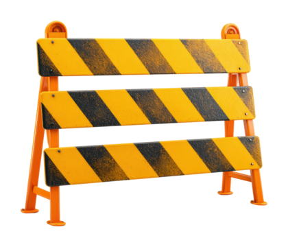 Traffic safety barriers installation urban street isolated on transparent background