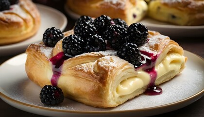 blackberry danish pastry on a plate