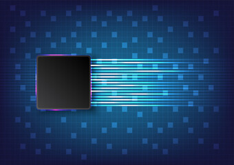 Chipset over optic light line on grid background.