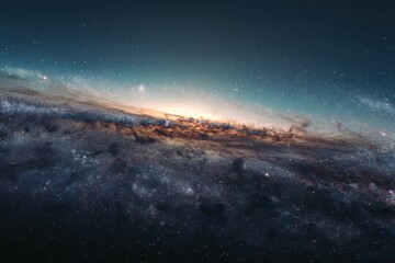 Fototapeta premium Mesmerizing space wallpaper depicting a stunning view of the edge of the universe with swirling galaxies and vibrant cosmic colors