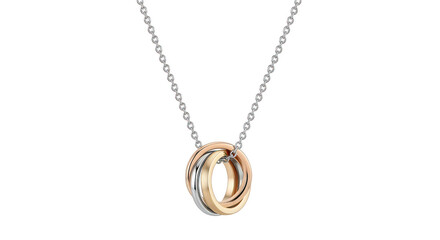 Elegant intertwined gold pendant necklace on a simple chain displayed against a transparent background