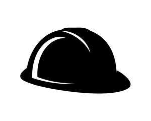 Fototapeta premium Black safety helmet symbol for construction and industrial work apparel logo