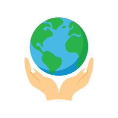 Hands gently holding the planet Earth globe world