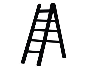 Simple black and white illustration of an Aframe ladder ready to use