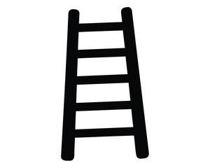 Stylized black ladder on white background providing a simple and clear image