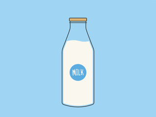 Glass bottle with milk, dairy products, healthy lifestyle and cooking