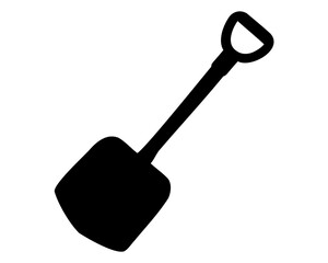 Simple Silhouette of a Shovel for Digging in the Garden or Construction