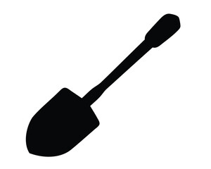 A minimalistic and bold black shovel silhouette perfect for gardening illustrations