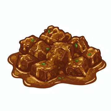 brown stewed meat cubes with sauce clip art preview