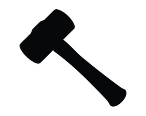 Isolated solid black silhouette of a rubber mallet or similar tool