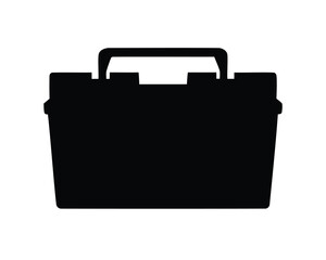 Black silhouette of a toolbox with handle, a simple industrial representation