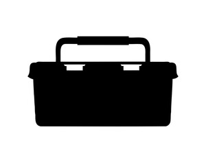 Silhouette of a Plastic Toolbox Organizer Container with Handle, Minimalist Style