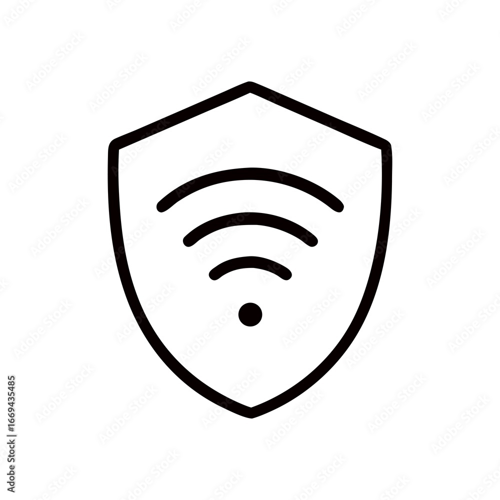 Aufkleber secure wireless connection shield symbol for network security and data protection represents advance