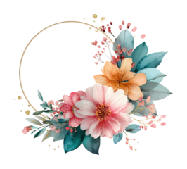 Floral wreath design nature digital colorful aesthetic isolated on transparent background