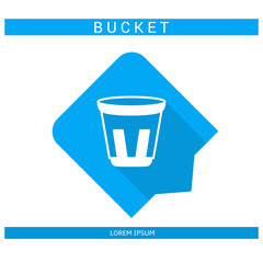 Design icon. Bucket icon symbol in flat. Bucket symbol design in flat with shadows. Stock vector.