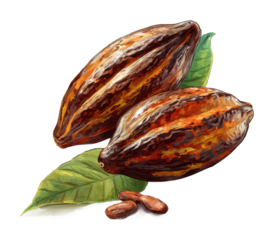 Harvesting cocoa pods tropical farm nature isolated on transparent background
