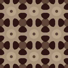 Retro brown seamless polka dots pattern with geometric coffee circles illustration