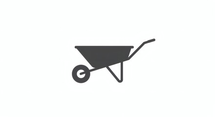 Minimalist Wheelbarrow Icon Simple Vector Illustration for Gardening and Construction Projects