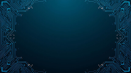  image features a futuristic, circuit board-style border on a dark blue gradient background, showcasing intricate geometric shapes and LED lights, showcasing a sense of technology and innovation.