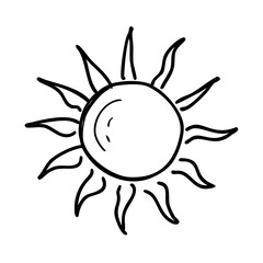 Sun as Kids Doodle Simple Hand Drawn Element Vector Illustration