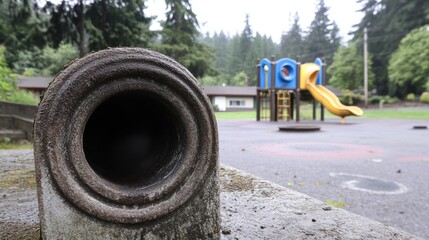 Playground perspectives: A close-up view through a stone circle structure detail