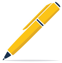 Yellow pen vector illustration. Drawing tool for writing, art and business concepts.
