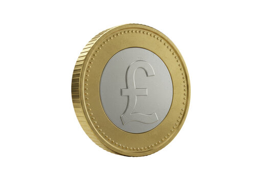 Isolated British pound coin, currency of United Kingdom, monetary design element