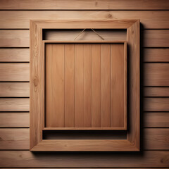 Blank Wooden Signboard with Frame on Rustic Wall Background
