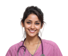 Healthcare professional smiling clinic portrait bright isolated on transparent background