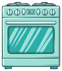 Obraz premium Modern light blue kitchen stove and oven appliance cartoon illustration