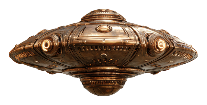 Alien spaceship landing event futuristic city model sci-fi environment isolated on transparent background