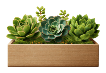 Caring for succulents plant arrangement home decoration isolated on transparent background
