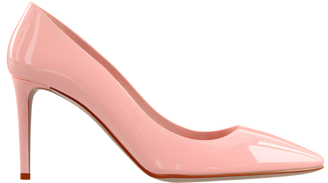 Pink Patent Leather High Heel, isolated on transparent background