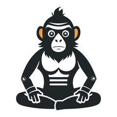 Creative silhouette vector of startup ape meditating with focus, symbolizing mindfulness, innovation, productivity, balance, success, and entrepreneurial growth