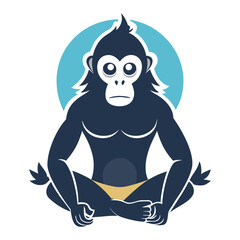 Creative silhouette vector of startup ape meditating with focus, symbolizing mindfulness, innovation, productivity, balance, success, and entrepreneurial growth