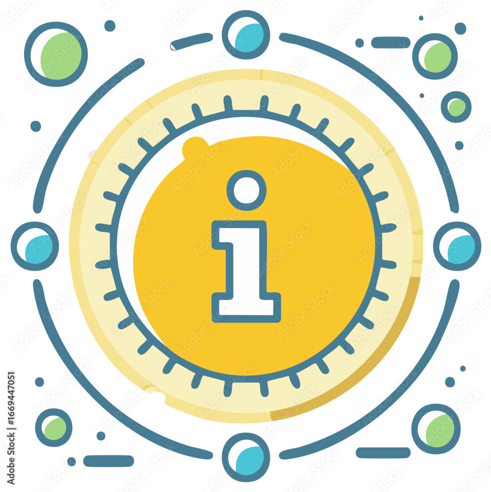 Poster Abstract Information Hub Icon with Letter I for Help Desk FAQ and Communication Network