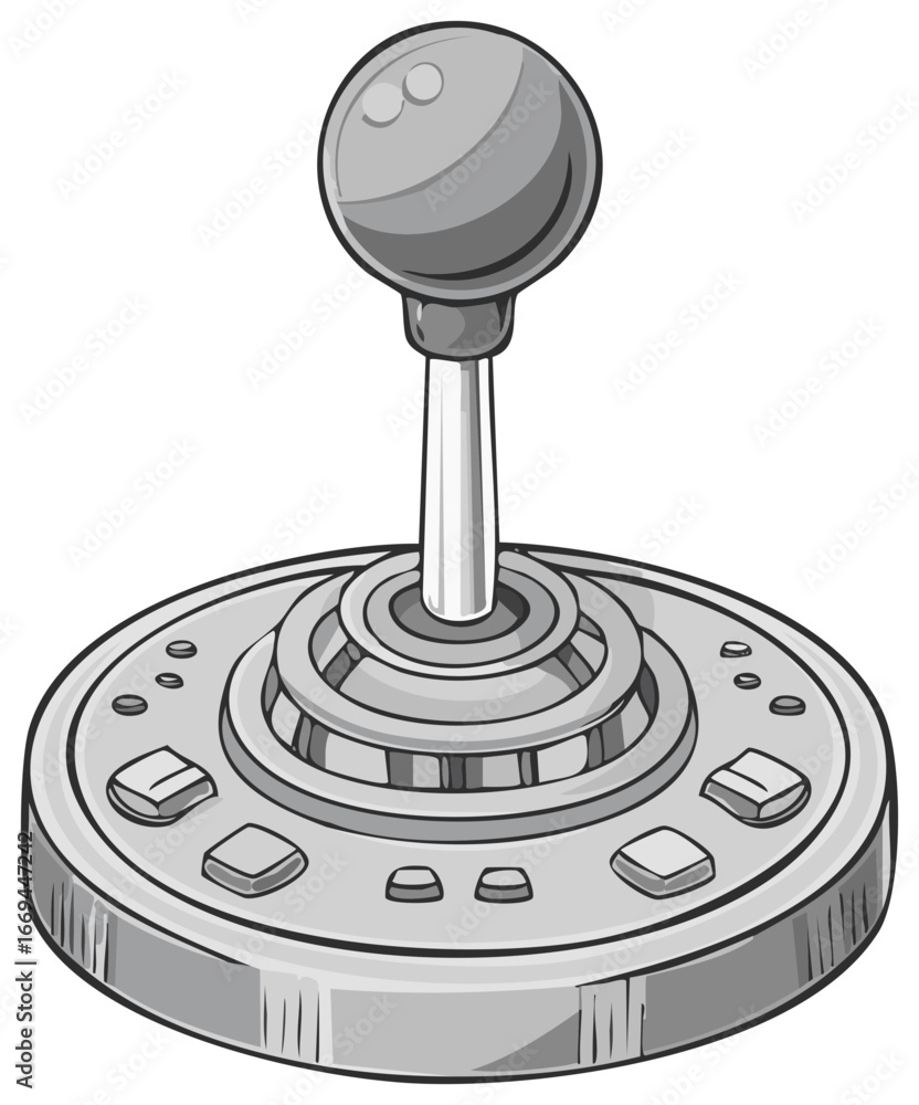 Poster retro arcade joystick with ball top and multiple buttons for gaming control