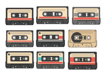 Nostalgic retro cassette tape collection brings vintage vibes and musical memories to your creative projects