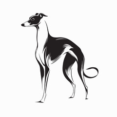Minimalist Whippet Dog Logo Vector Design Isolated on white background