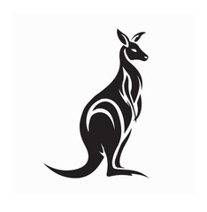 Kangaroo Logo Vector Minimalist Design Animal Silhouette on white background