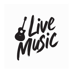Live Music Text Design Logo Vector Art Modern Minimalist Typography Illustration